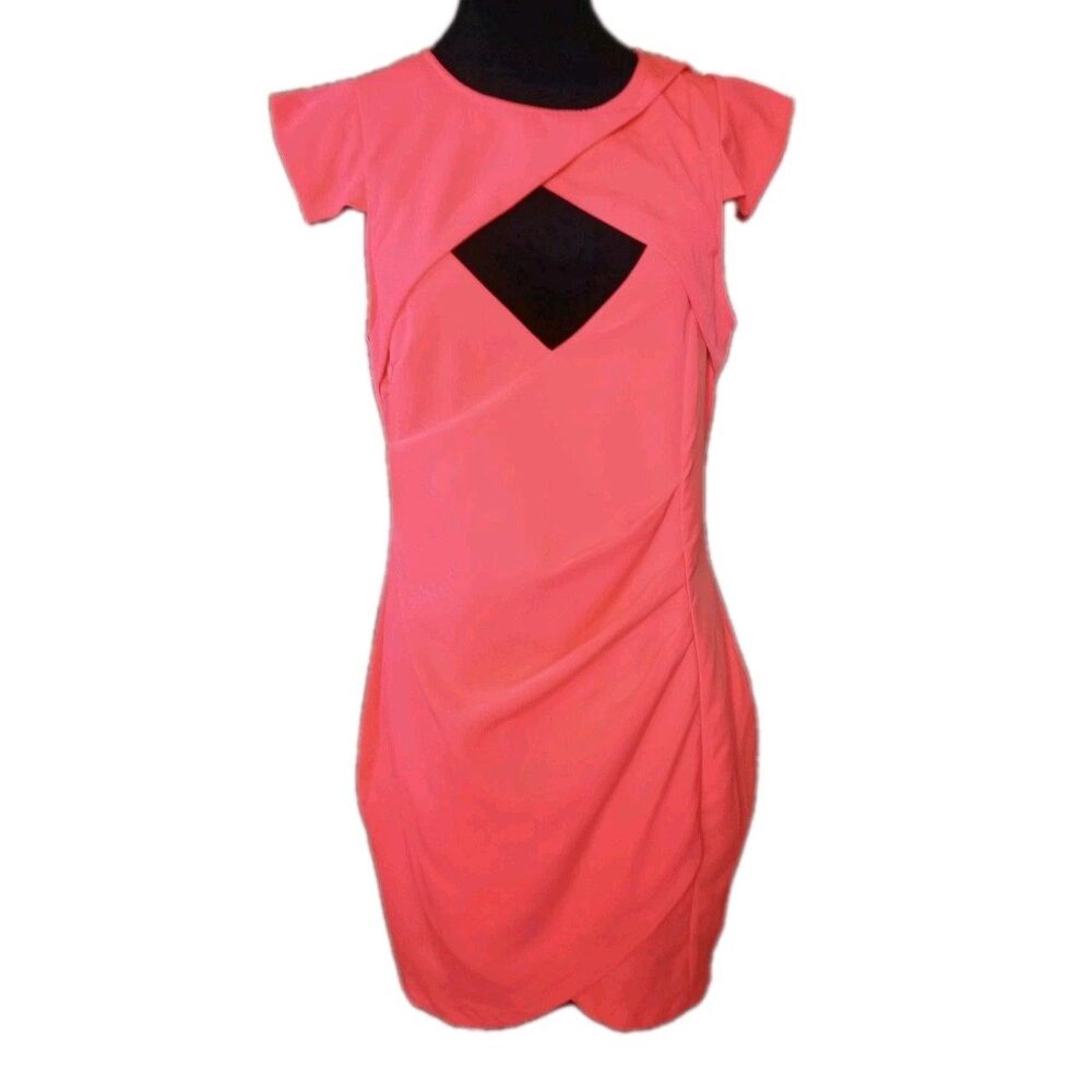 Rise Of Dawn Women's L Flouresant Orange Short Sleeve Sheath Mini Dress